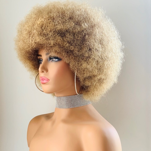 Blonde Kinky Curly Synthetic Afro Wig - Picture 2 of 4